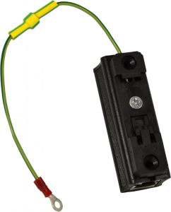 RJ45 EC90 for Shielded Twisted Pair Applications Novaris has introduced an EC90 version of the RJ45 network protection products. This particular unit is designed for installation in the field end of a Shielded Twisted Pair cable run to protect the external equipment. The standard variants of the RJ45 protectors connect the shield directly to earth through the DIN rail on the product for a low impedance connection to earth. To prevent current flow onto the shield of the cable there can only be one connection to earth. For this reason the field protection device has to be isolated from the local earth. The RJ45 EC90 products achieve this using a non conductive DIN rail mount and a Gas Discharge tube between the product and the earth connection provided through the flying lead. During normal operation the unit remains isolated, but during a surge this GDT fires for the duration of the overvoltage and allows the current to pass to earth. The EC90 version are available for both our single device gigabit protectors in the Cat6 and PoE variants.